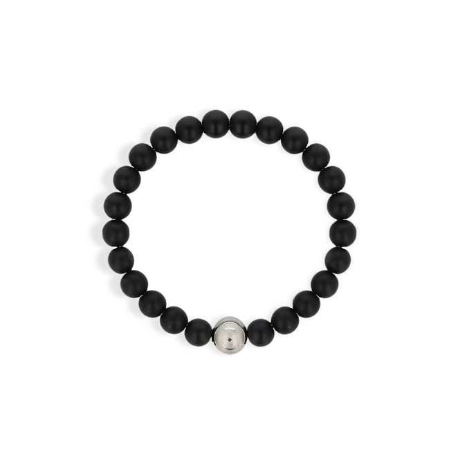 Buy OOMPH Black Beads With Silver Panther Leopard Bead Punk Biker Fashion  Bracelet For Men & Boys online